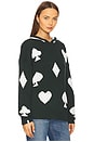 view 2 of 4 Ace Of Hearts Abbey Knit Hoodie in Green