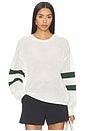 view 2 of 4 Fenway Sebastian Knit Crew Sweatshirt in Green & Cream