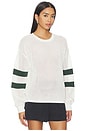 view 3 of 4 Fenway Sebastian Knit Crew Sweatshirt in Green & Cream