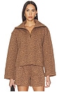view 1 of 4 SUDADERA CON UN CUARTO DE CREMALLERA JAVAN JONES in Leopard