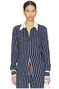 view 1 of 5 Belize Bobbi Collared Top in Stripe