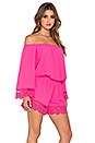 view 2 of 4 Pia Off the Shoulder Romper in Fuschia