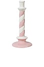 view 1 of 3 Tall Candle Stripe Holder in Baby Pink