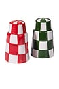 view 1 of 2 x REVOLVE Salt N'Pepa Shaker Set in Green & Red Checkerboard