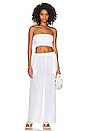 view 4 of 4 Nya Smocked Bandeau Top in White Crinkle Linen