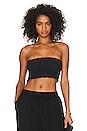 view 1 of 4 Nya Smocked Bandeau Top in Black Crinkle Linen