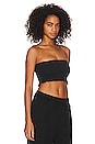 view 2 of 4 Nya Smocked Bandeau Top in Black Crinkle Linen