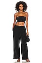 view 4 of 4 Nya Smocked Bandeau Top in Black Crinkle Linen