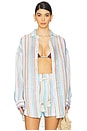 view 1 of 5 Playa Linen Boyfriend Shirt in Tidal Stripe