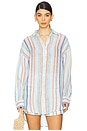 view 2 of 5 Playa Linen Boyfriend Shirt in Tidal Stripe
