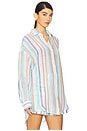 view 3 of 5 Playa Linen Boyfriend Shirt in Tidal Stripe