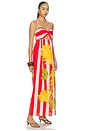 view 2 of 3 Twist Draped Maxi Dress in Blush And Vermillion Jacobina Stripes Panel