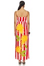 view 3 of 3 Twist Draped Maxi Dress in Blush And Vermillion Jacobina Stripes Panel