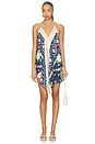 view 1 of 3 Handkerchief Mini Dress in Navy Lotus Scarf
