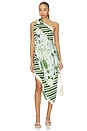 view 1 of 4 ROBE DRESS in Ivory And Emerald Floral Scarf