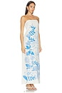 view 2 of 3 ROBE DE SOIRÉE GOWN in Ivory & Blue Floral Linear Panel