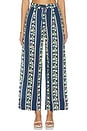 view 1 of 6 PANTALON PANT in Navy Blue Multi Floral Border Print