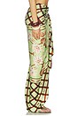 view 2 of 6 Bemberg Pareo in Sage Green And Chocolate Brown Multi Motif Mono Panel