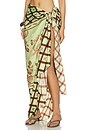 view 3 of 6 Bemberg Pareo in Sage Green And Chocolate Brown Multi Motif Mono Panel
