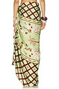 view 4 of 6 Bemberg Pareo in Sage Green And Chocolate Brown Multi Motif Mono Panel