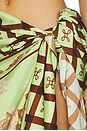 view 6 of 6 Bemberg Pareo in Sage Green And Chocolate Brown Multi Motif Mono Panel