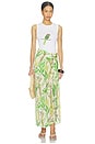 view 5 of 6 Hand Draped Tropical Maxi Skirt in Blush Foliage