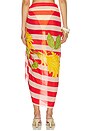 view 4 of 6 Silk Cotton Pareo in Blush And Vermillion Jacobina Stripes Panel