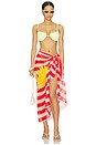 view 5 of 6 Silk Cotton Pareo in Blush And Vermillion Jacobina Stripes Panel
