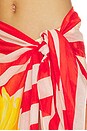 view 6 of 6 Silk Cotton Pareo in Blush And Vermillion Jacobina Stripes Panel