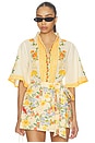 view 1 of 5 Floral Bell Sleeve Shirt in Ivory Multi Floral Shirt