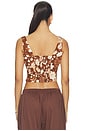 view 3 of 4 Square Neck Crop Blouse in Chocolate Brown Mono Multi Motif
