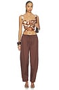 view 4 of 4 Square Neck Crop Blouse in Chocolate Brown Mono Multi Motif
