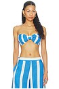 view 1 of 4 Smocked Bandeau Top in Ivory & Blue Stripe