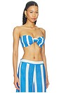 view 2 of 4 Smocked Bandeau Top in Ivory & Blue Stripe