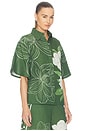 view 2 of 4 Floral Bell Sleeve Shirt in Emerald Linear Magnolia