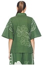 view 3 of 4 Floral Bell Sleeve Shirt in Emerald Linear Magnolia