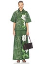 view 4 of 4 Floral Bell Sleeve Shirt in Emerald Linear Magnolia