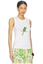 view 2 of 5 Hand Beaded Parrot Tank in White