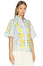 view 3 of 5 Blooming Roses And Stripes Shirt in Ice Blue Floral & Stripes