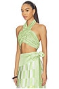view 2 of 4 Plisse Halter Blouse in Green