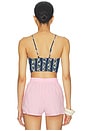 view 3 of 4 Cropped Blouse in Navy Blue Multi Floral Border Print