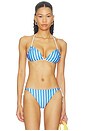 view 1 of 6 Reversible Crossback Bikini Top in Ivory & Blue Stripe