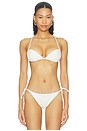 view 2 of 6 Reversible Crossback Bikini Top in Ivory & Blue Stripe