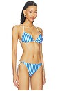 view 3 of 6 Reversible Crossback Bikini Top in Ivory & Blue Stripe