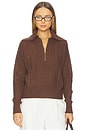 view 1 of 4 Camello Relaxed Cable Half Zip Sweater in Carob