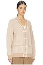 view 3 of 5 Tarran Stitch Knit Cardigan in Light Taupe