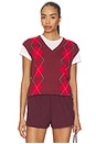 view 1 of 5 Ruben Argyle Knit Vest Top in Port & Red