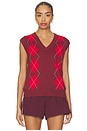 view 2 of 5 Ruben Argyle Knit Vest Top in Port & Red