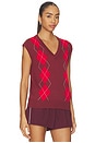 view 3 of 5 Ruben Argyle Knit Vest Top in Port & Red