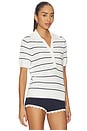 view 2 of 5 Wren Knit Polo Top in White & Blue Night